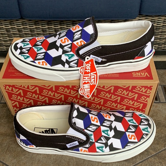 VANS CLASSIC SLIP ON CHECKER CUBE MULTI/TRWHT MENS - Picture 4 of 16